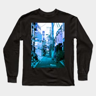 Tokyo Japan Alleyway Vaporwave Glitch Art Long Sleeve T-Shirt